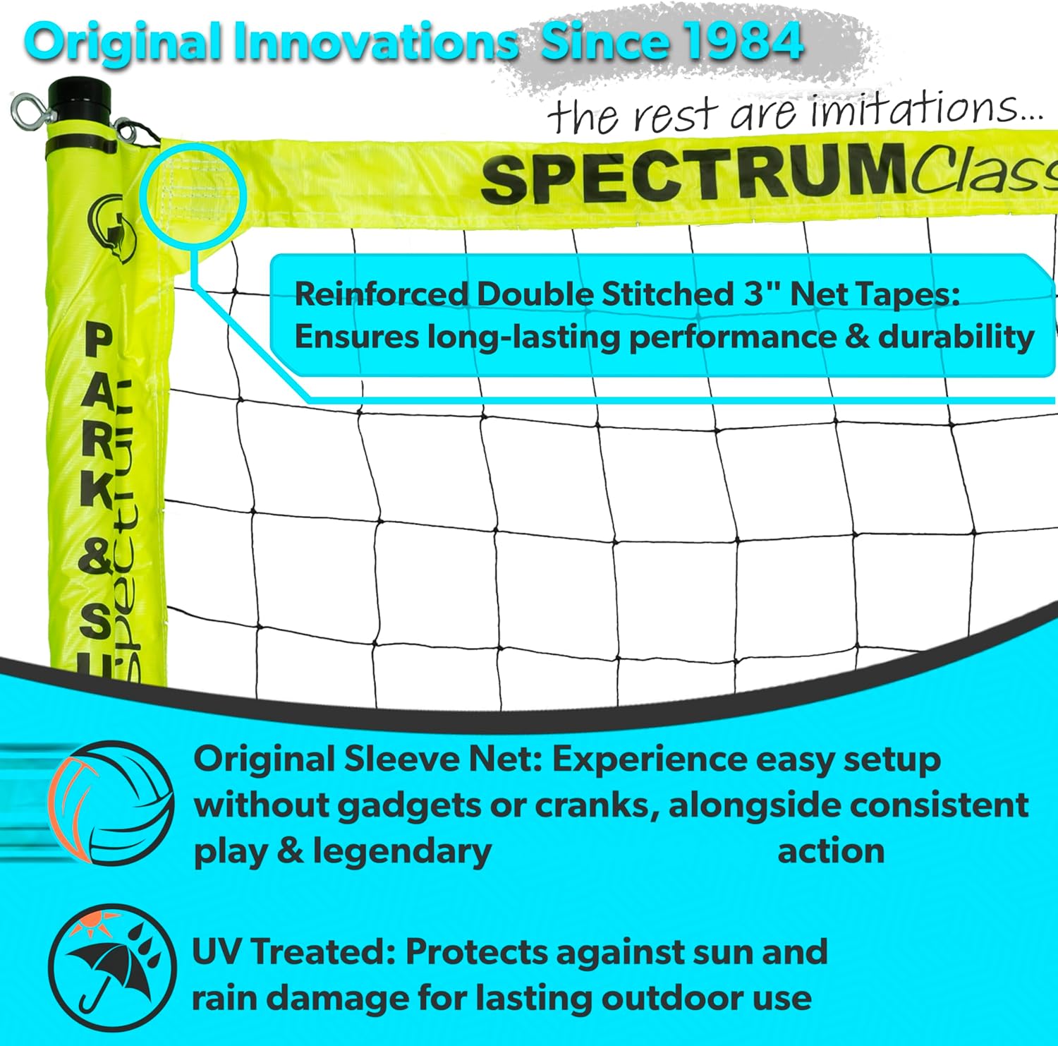 Park & Sun Sports Spectrum Classic: Adjustable Professional Outdoor Volleyball Net System