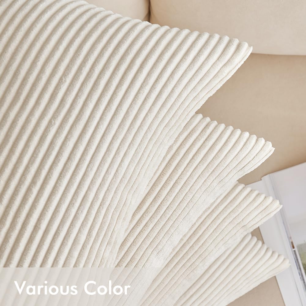 EMEMA Kissenbezug Kordsamt Zierkissenbezug 4er Set Dekokissen Sofakissen 50x50 cm Kord Kissenhülle Dekorative Weiche Zierkissenbezüge Kissen für Sofa Sessel Zuhause Schlafzimmer Creme