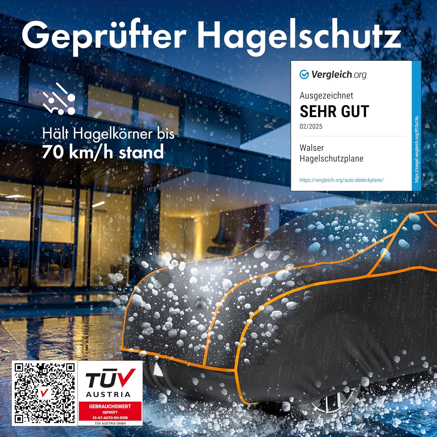 Walser hail protection tarpaulin car, award very good* car hail protection tarpaulin, TÜV tested* tarpaulin car Perma Protect, car garage cover, cover car, car cover size 2