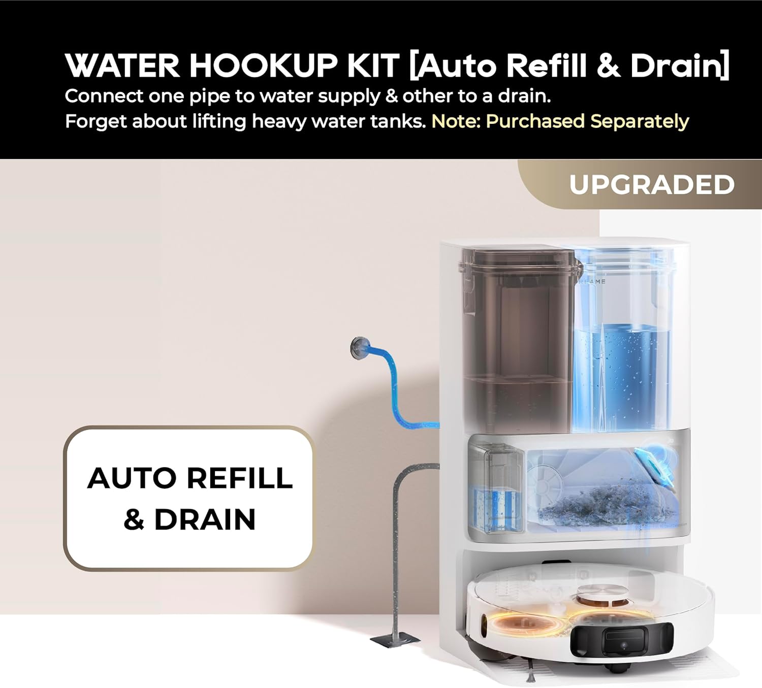 dreame L10s Ultra Robot Aspirateur Laveur avec Base Autonettoyante (Vidange Poussière, Nettoyage Automatique) AI Détection d'obstacles 3D, 5300Pa, Tapis Poils d'animaux, Batterie 210m, WiFi/APP/Alexa