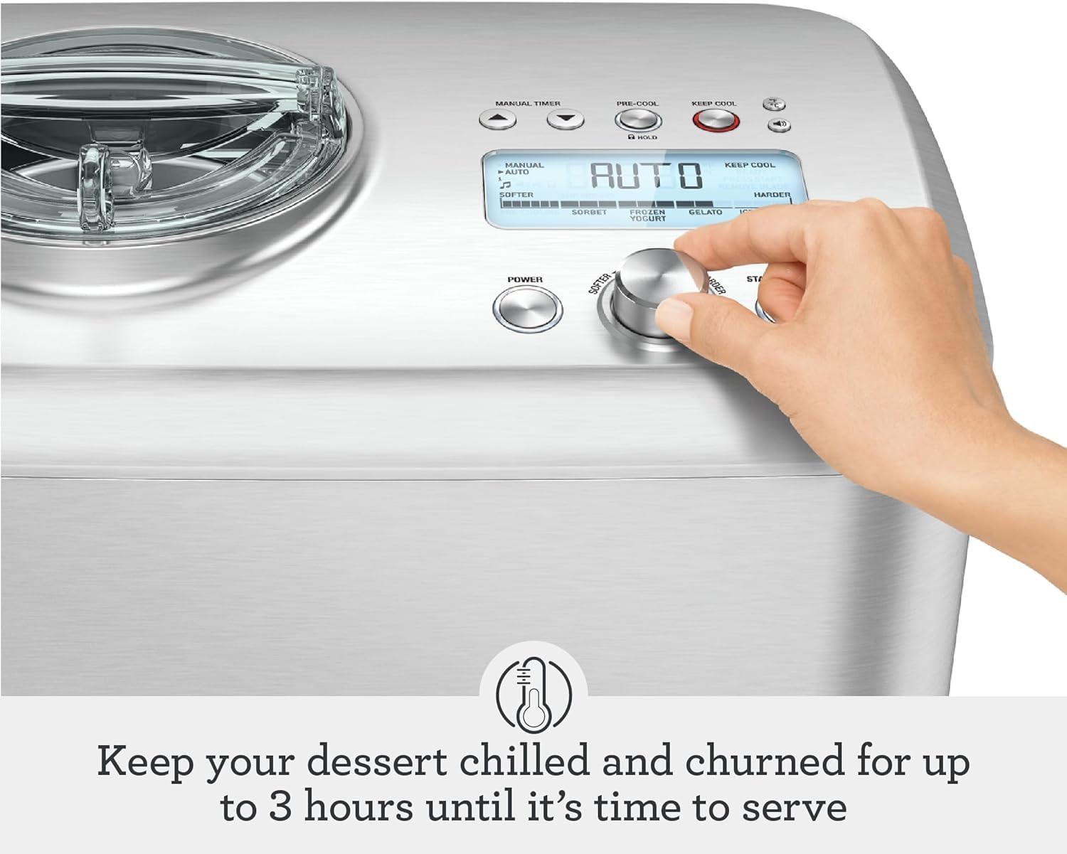 Sage - The Smart Scoop Ice Cream Maker - Self-Cooling Machine - Manual & Automatic Modes - Brushed Stainless Steel