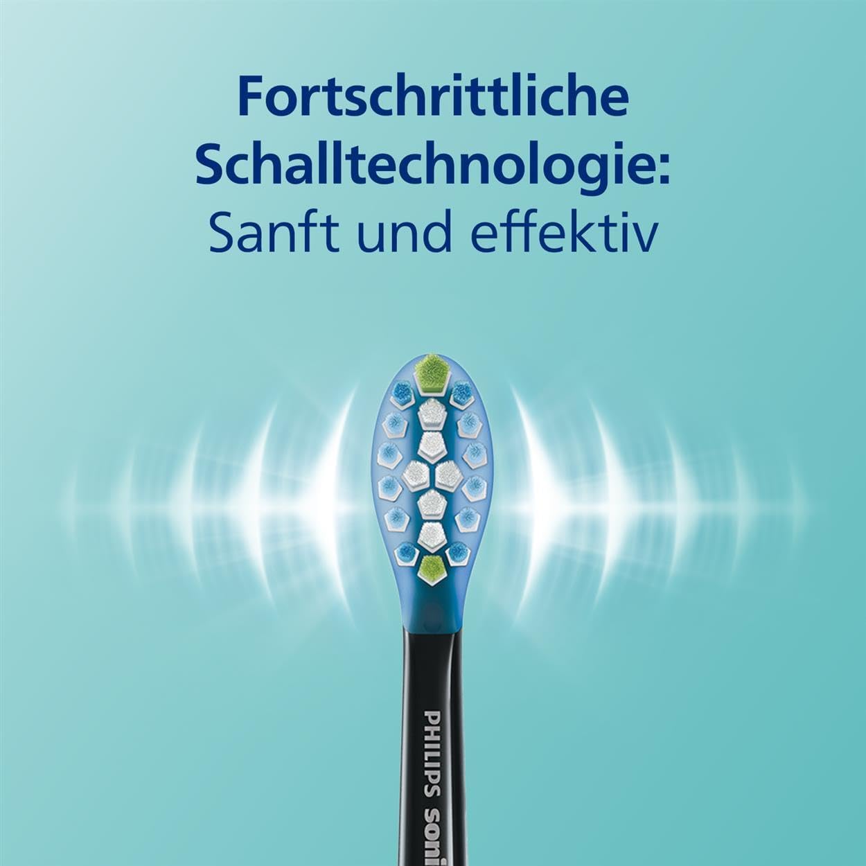 Philips Sonicare DiamondClean elektrische Zahnbürste der 9000er Serie – Schallzahnbürste, sauberere Zähne und Mundpflege mit 4x C3 Premium Plaque Defense-Bürstenköpfen, Aquamarine (Modell HX9911/89)