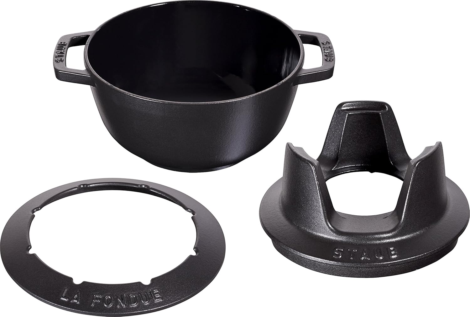 Staub Fondue Set with 6 Forks, Suitable for Cheese, Chocolate and Meat Fondue