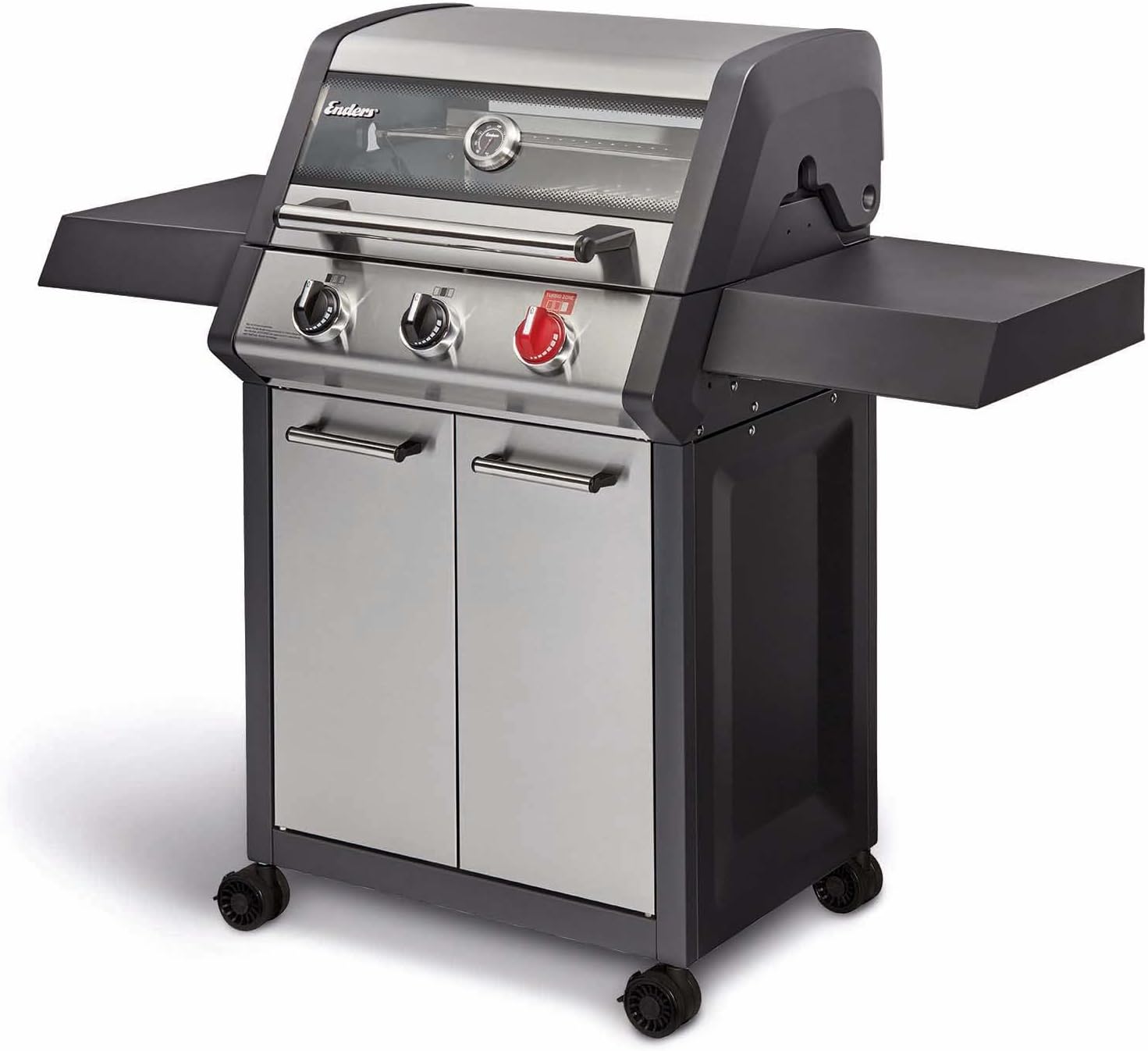Enders® Monroe Pro Black 4 IK Turbo Gas Grill, 4-Burner, Infrared Back Burner, Side Burner, Enamelled Cooking Hood, Switch Grid™, Heat Range Burning System, 800 °C Turbo Zone™, Simple Clean™