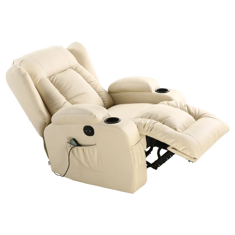 Bonded Leather Electric Recliner with Massager and Heating
