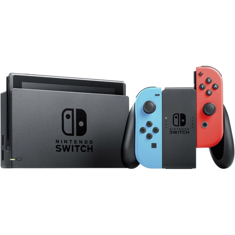 Nintendo Switch Console with Neon Blue and Neon Red Joy-Con