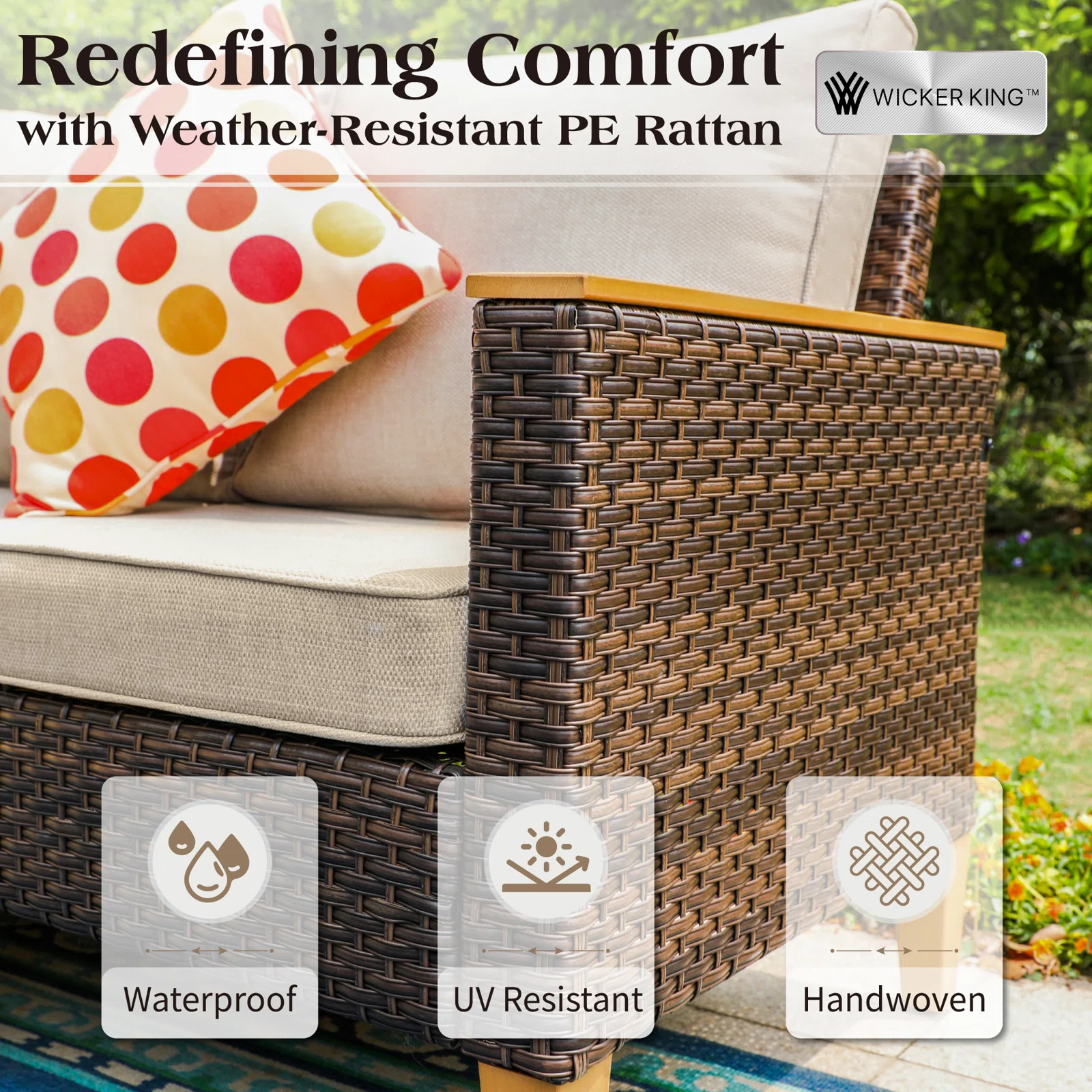 Wicker 9 - Person Garden Lounge Set with Cushions