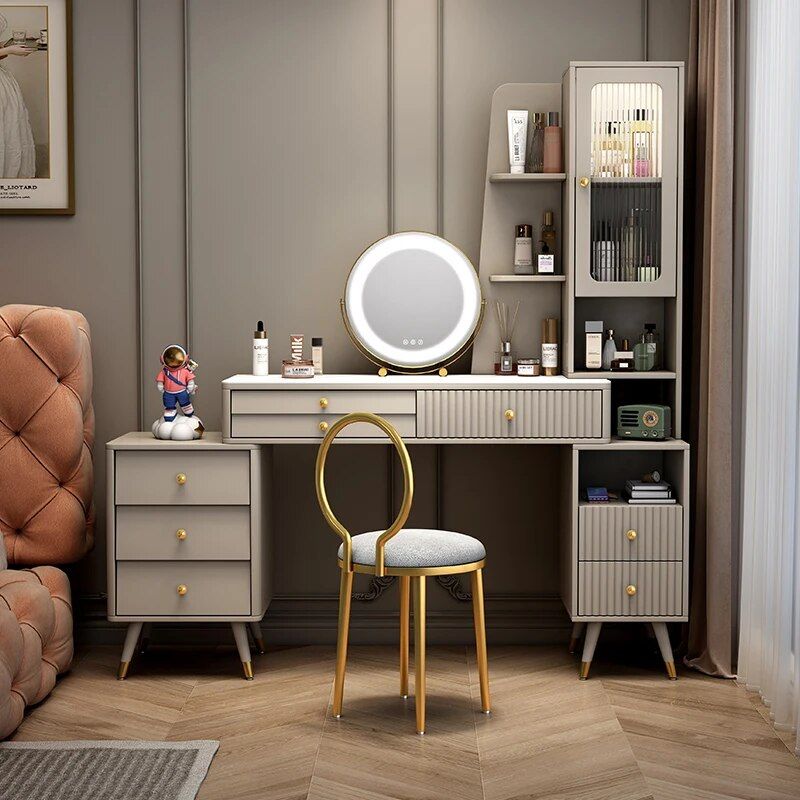 Modern Minimalist Dresser with Retractable Makeup Table – Luxury Bedroom Dressing Table