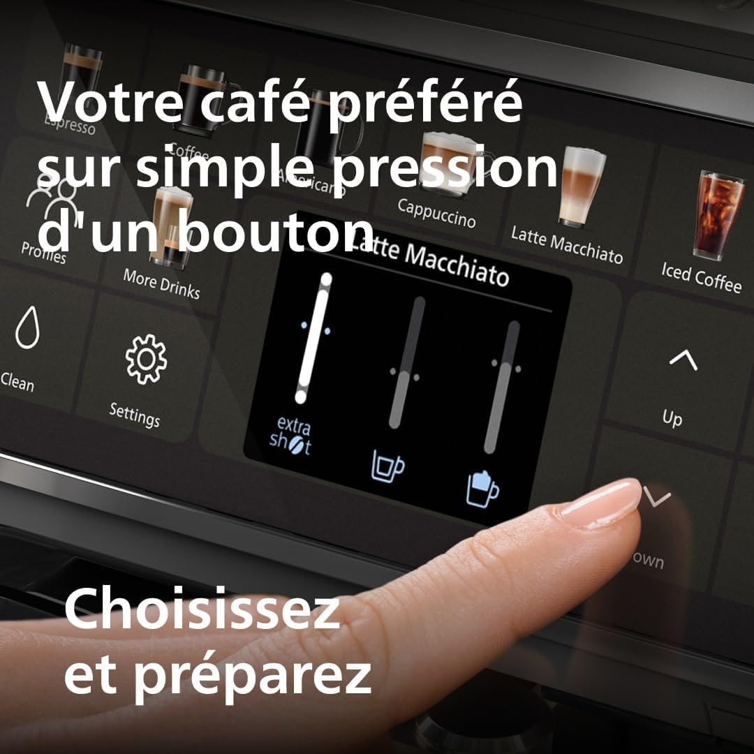 Philips Machine à Expresso Entièrement Automatique 5500 Series–20 Boissons Chaudes et Glacées, Carafe LatteGo Facile à Nettoyer, SilentBrew 40% Plus Silencieuse, QuickStart, Noir et Argent (EP5546/70)