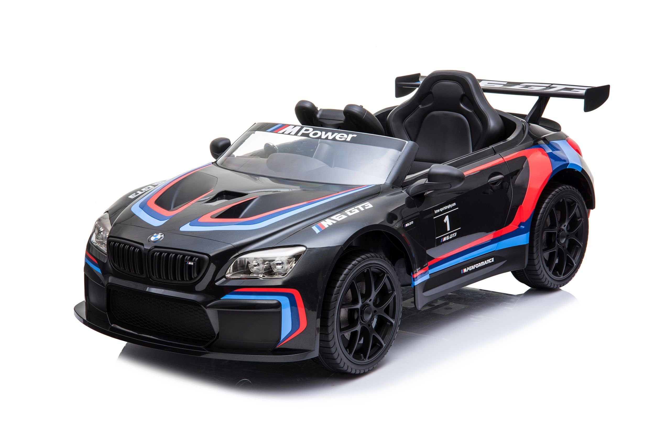 Toys Store Electric Children's Car Children's Electric Car BMW M6 Sport Gt3 Car Bluetooth Eva Leather Seat, Load Capacity 35 kg, AUX/USB Port, MP3 Horn and Engine Sound on the Steering Wheel, Remote Control