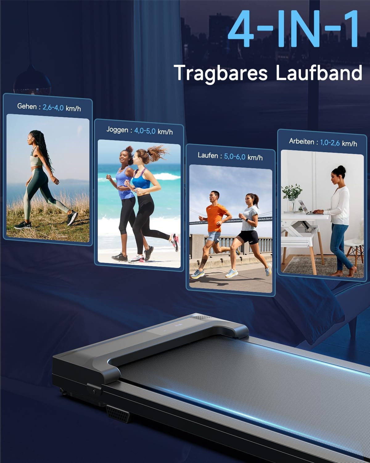 Kerolina Walking Pad Laufband für Zuhause - Home Office Laufbänder Under Desk Schreibtisch Laufpad Leise Tragbares Kompakte Gehband Klein Mini Treadmill LED-Anzeige Remote Control Tretmühle