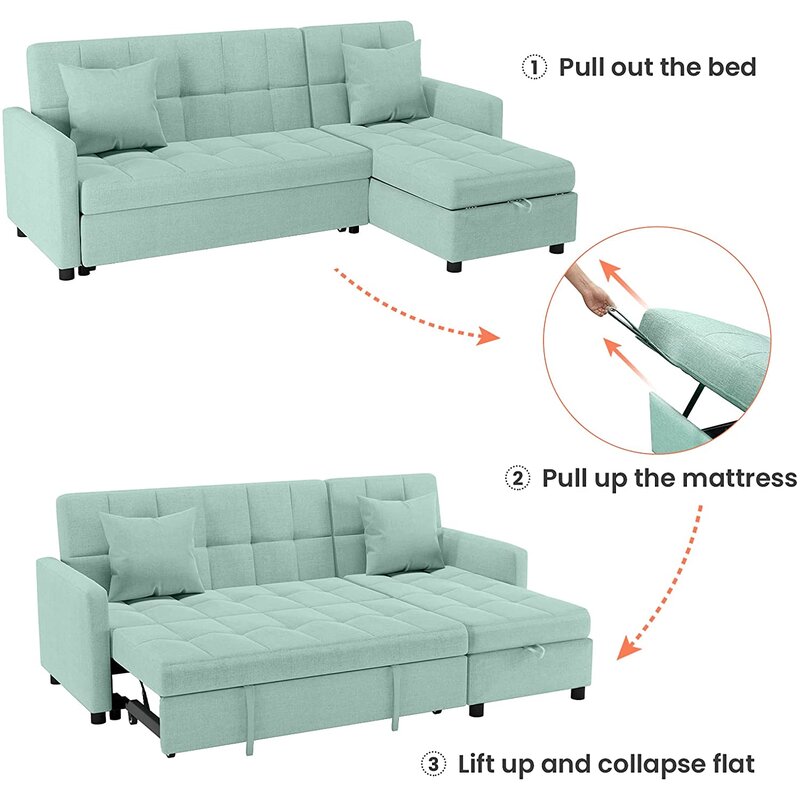 81.9'' Square Arm Sofa Bed