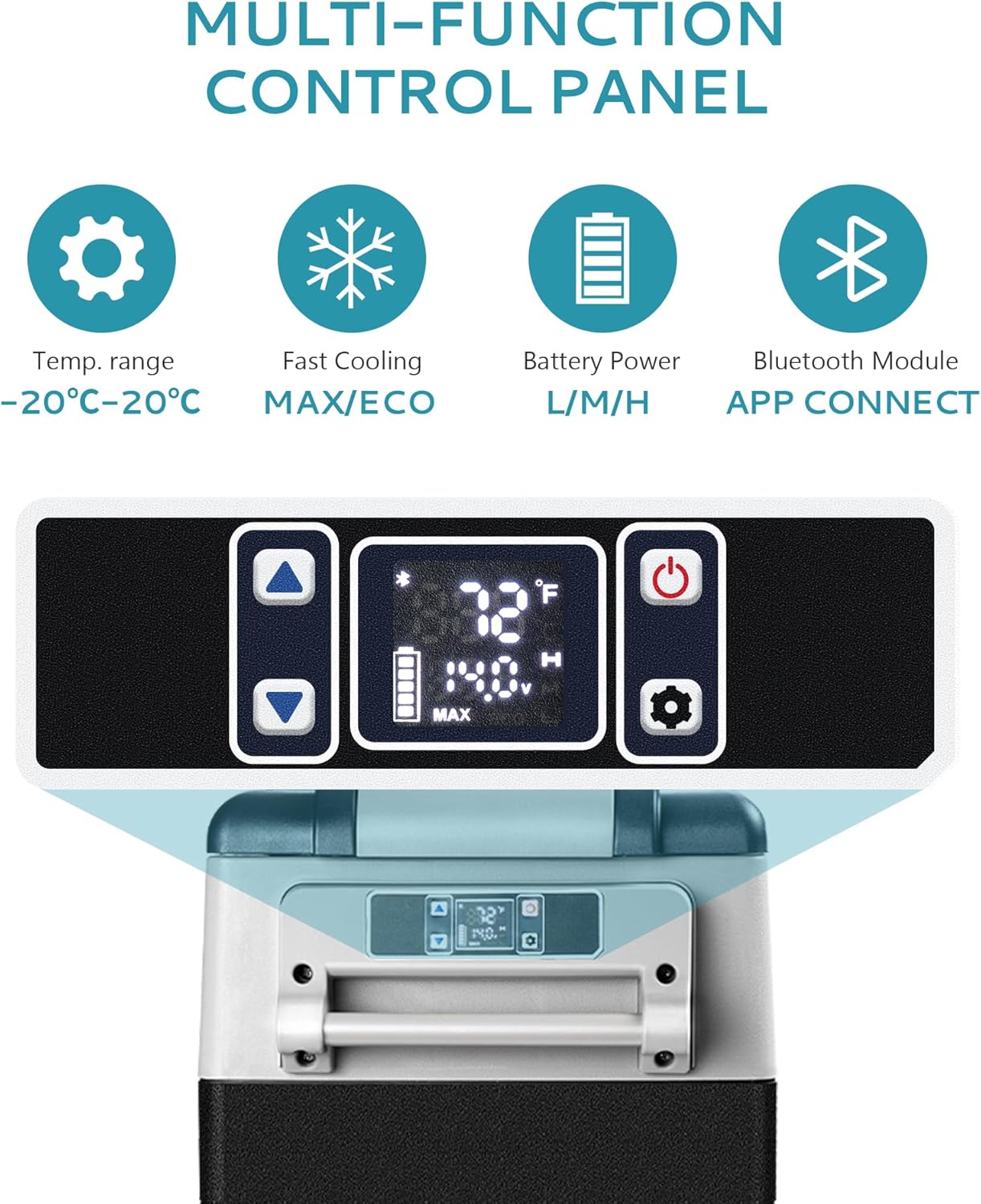 EUHOMY 45L Car Fridge Freezer 12V, Portable Camping Fridge Freezer Car Refrigerators with APP Control, Compressor Fridge with 12/24V DC & 110-240V AC for Camping, RV, Road Trip, Picnic(Gray) [Energy Class B]