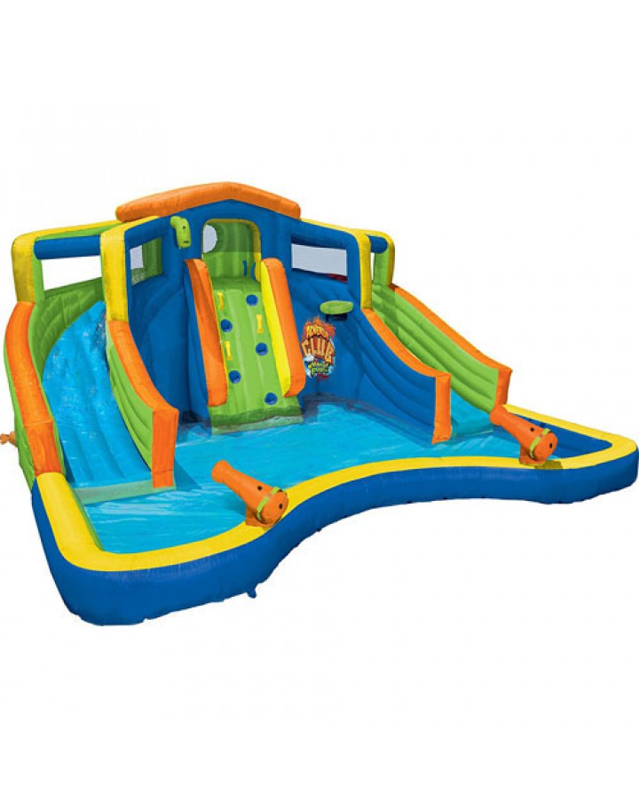 Banzai Inflatable Adventure Club Dual Slide and Pool Backyard Water Park