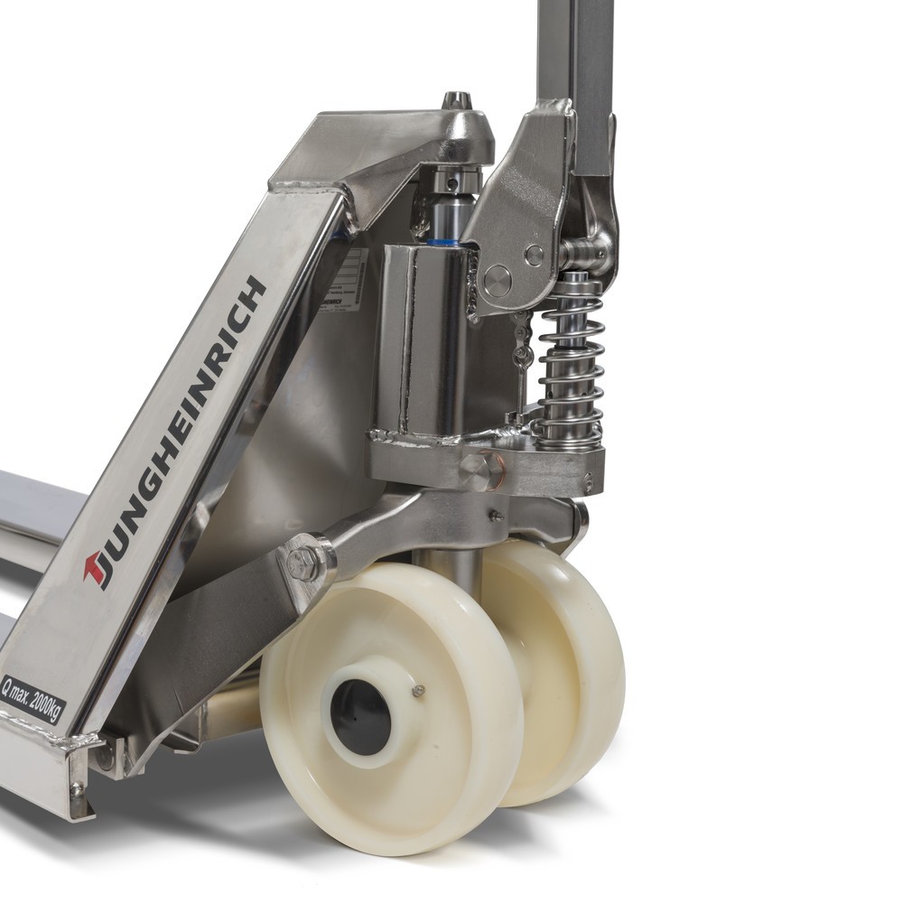 Jungheinrich AM I20p stainless steel pallet truck, professional version, 1,140 mm fork length, nylon