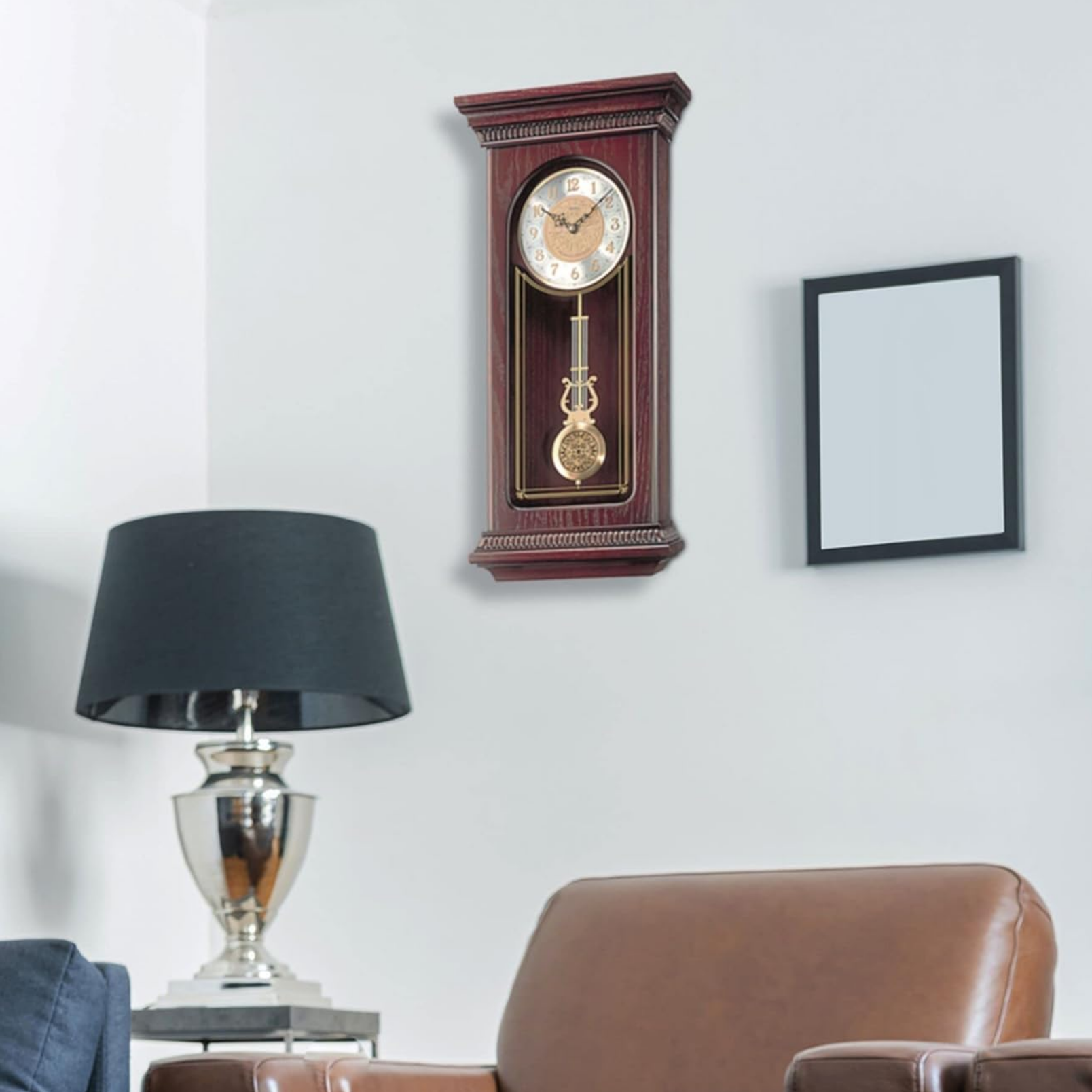 Seiko Mahogany Wall Clock with Pendulum and Chime