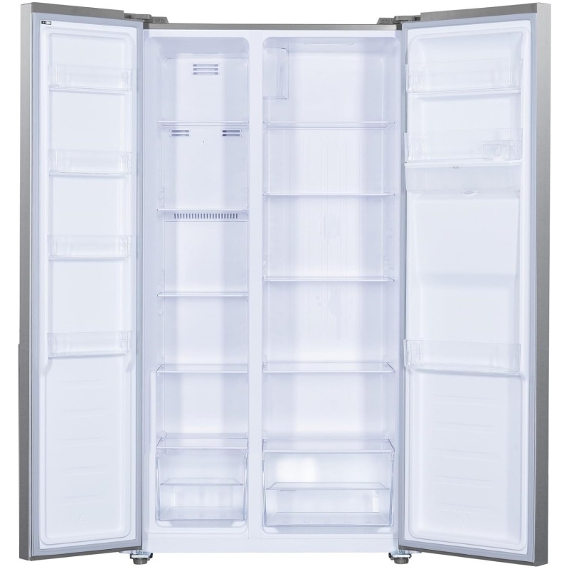 PKM SBS444EIXWD, Side by Side Fridge-Freezer, 439 L, 2-Door with Water Dispenser, Stainless Steel Design [Energy Class E]