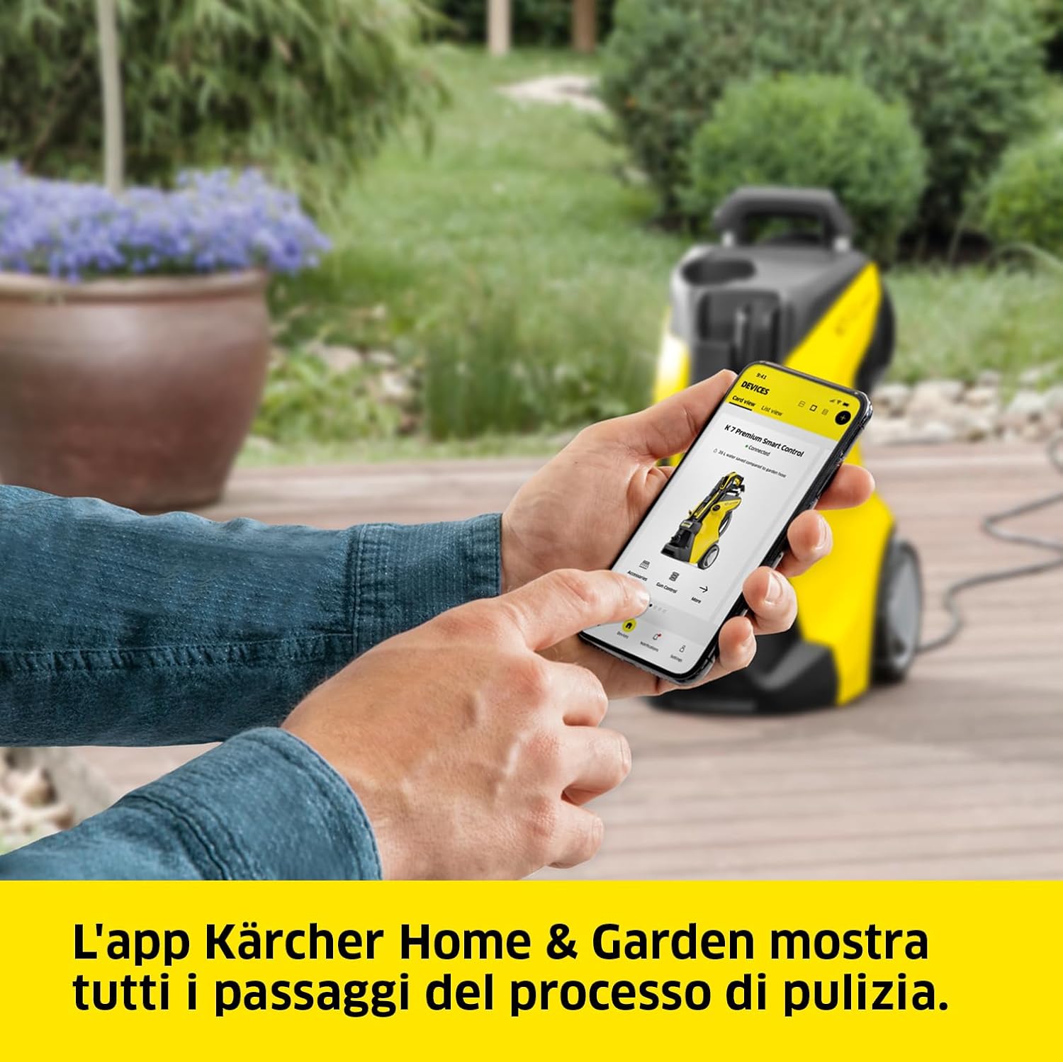 Kärcher K 5 Power Control - Idropulitrice ad Alta Pressione con Power Control,1800W, 145 bar, Idropulitrice elettrica professionale acqua fredda, 2 accessori e pistola LED, Giallo/Nero