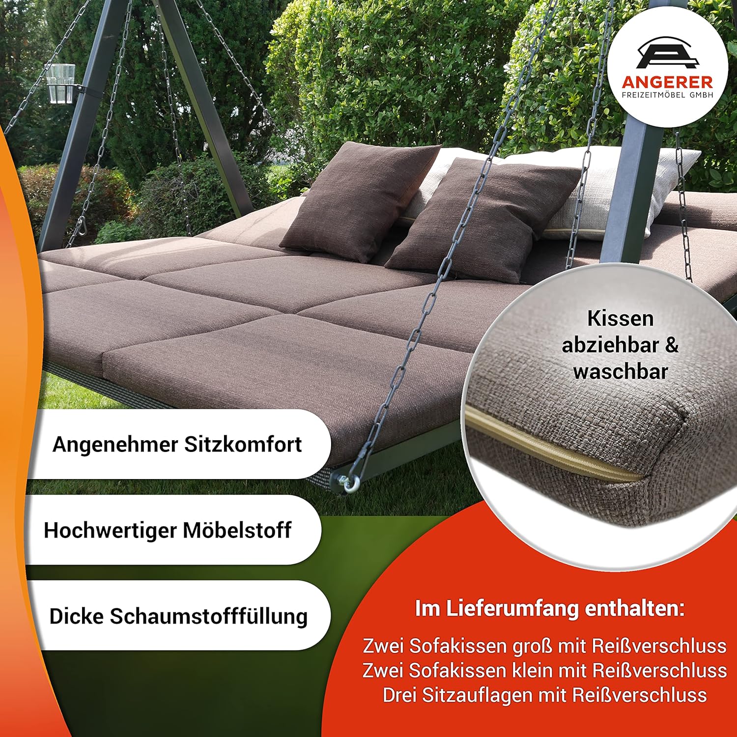 Angerer Lounge Swing Chair Hollywood, 3-Seater, beige