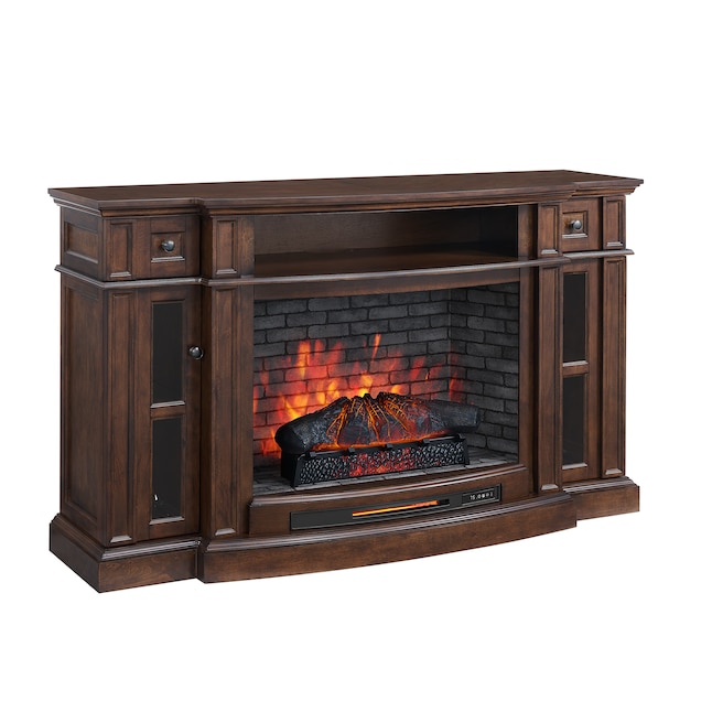 68-in W Mahogany Infrared Quartz Electric Fireplace