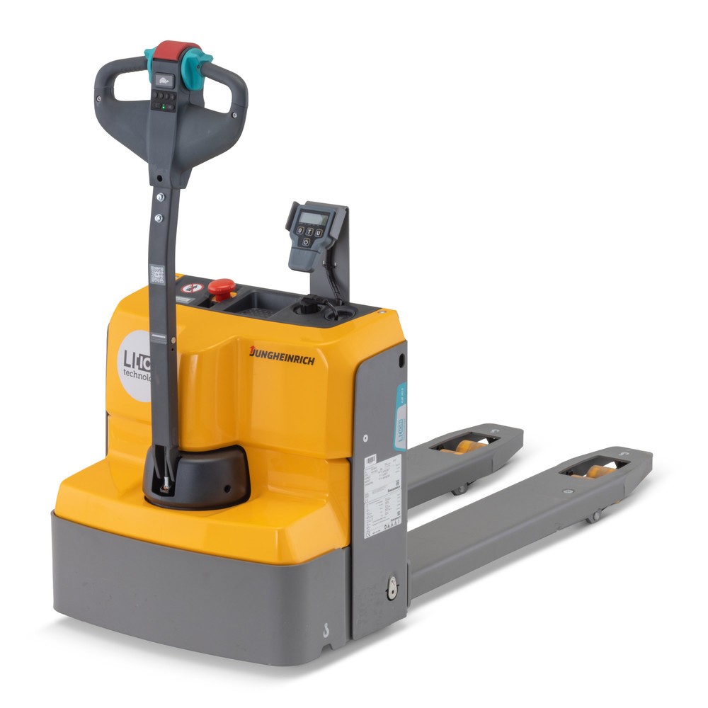 Jungheinrich EJE M13 electric pallet truck with scales. capacity 1.300 kg. lithium-ion
