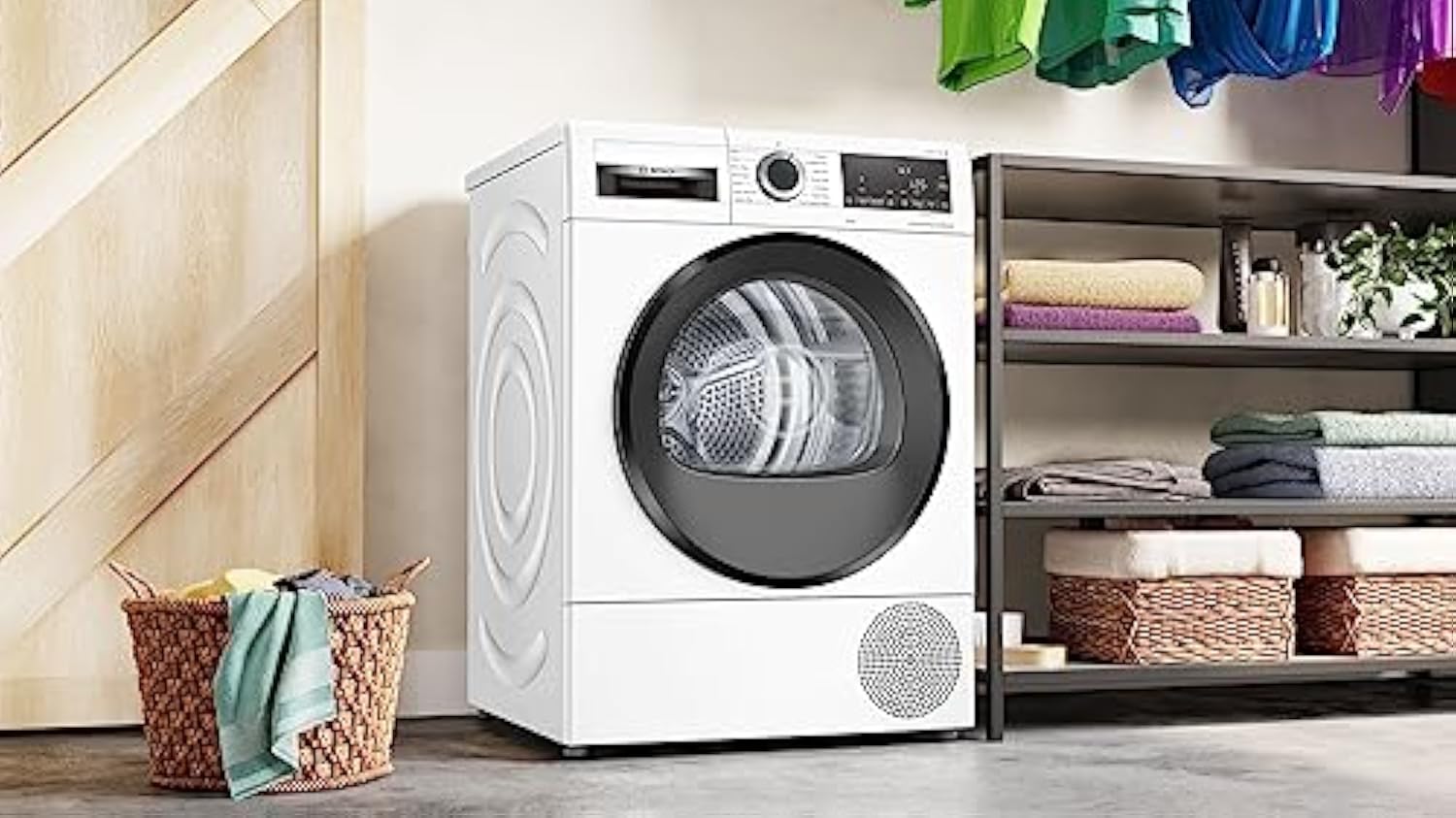 Bosch Home & Kitchen Appliances WQG24509GB Heat Pump Tumble Dryer, 9kg Capacity, SelfCleaning Condenser, AutoDry, Fast drying within 40 minutes, SensitiveDrying System, White, Serie 6, Freestanding