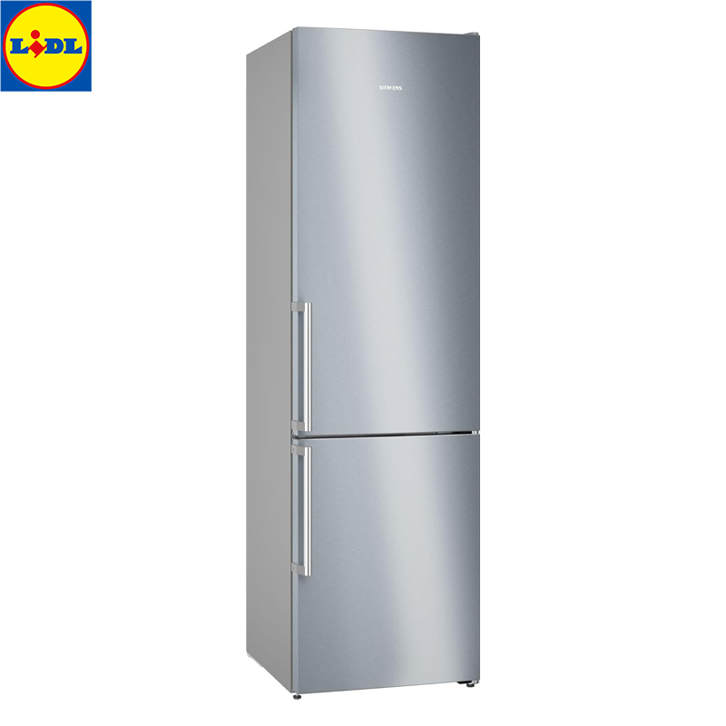 SIEMENS KG39NAIAT iQ500 Standing Fridge-Freezer Combination, 203 x 60 cm, 260 L Cooling & 103 L Freezer, Freezer Area Bottle, NoFrost, hyperFresh, BottleCooler, Brushed Steel [Energy Class A]