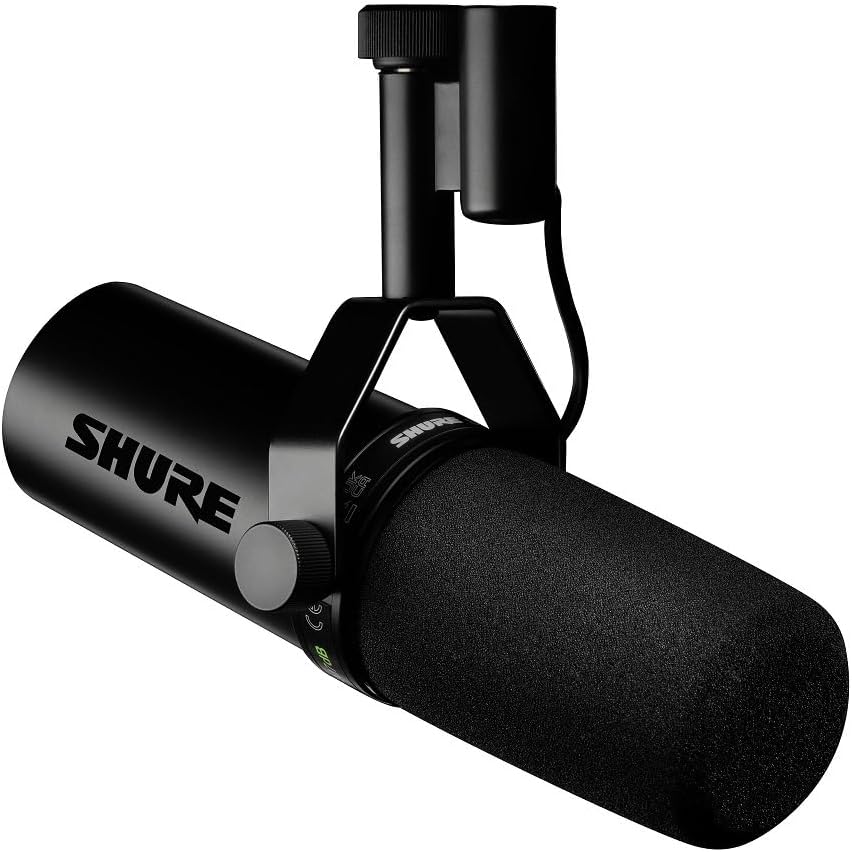 Shure SM7B Microphone Dynamique Cardioïde, Son Doux et Chaleureux pour Le Broadcast, Le Podcast ou L’Enregistrement