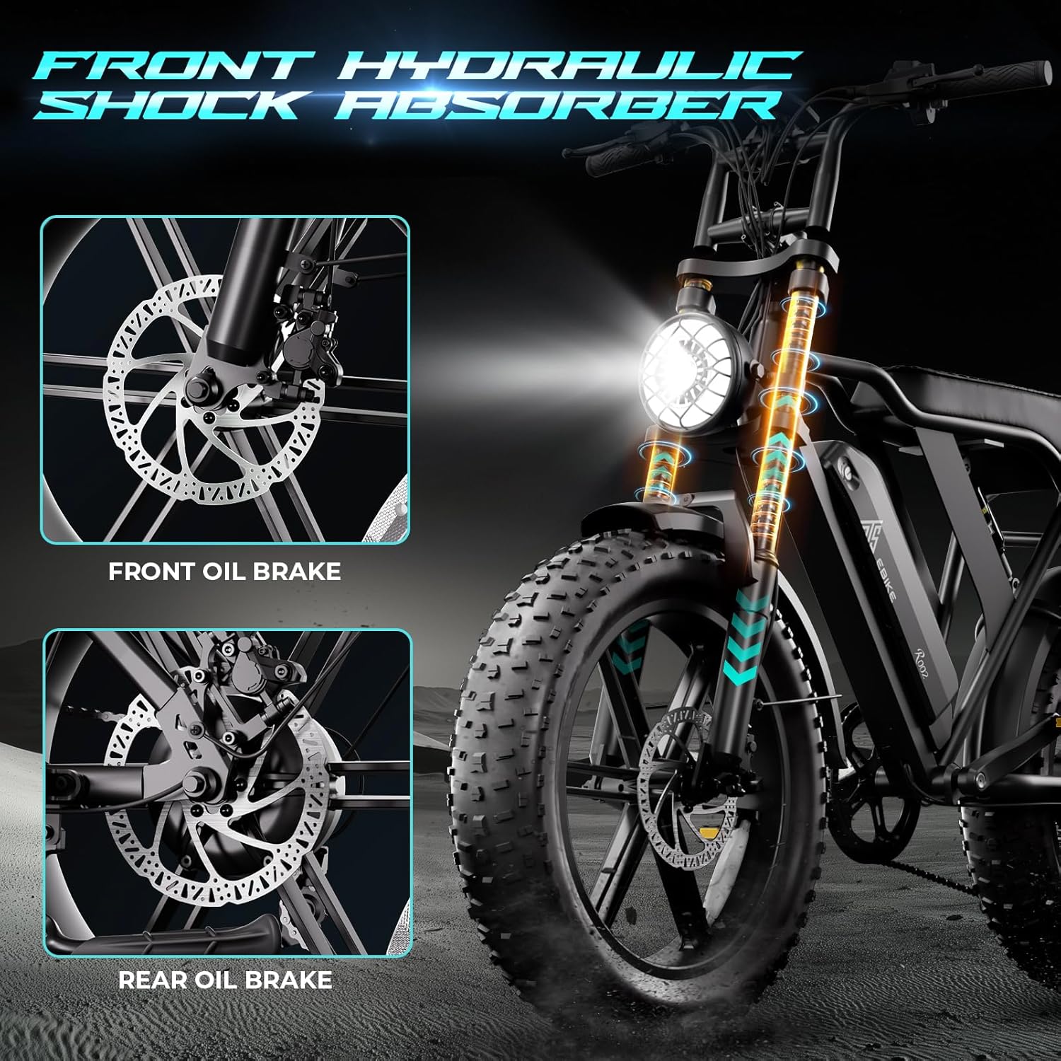 TST Electric Bike for Adults,750W-1500 W Peak Brushless Motor Fat Tire E Bike,48 V Removable Larger Battery,Electric Mountain Bike,with Hydraulic Suspension and 7-Speed E-Bike