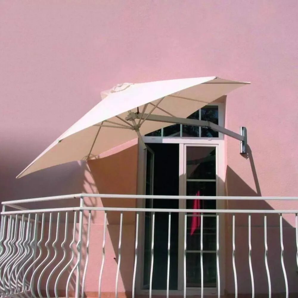 Umbrosa Paraflex Wall mounted umbrella round 2.7 m with army green canopy and neo arm 2 m Back to overview