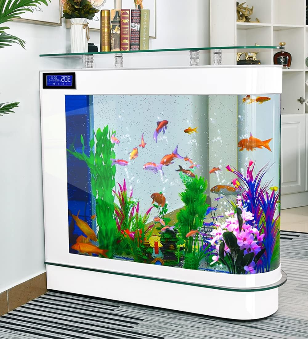 124Gal LED Aquarium Kit Upright Fish Tank Large Glass Fishbowl Glsaa Bar for Patios Living Office Room and Kitchen