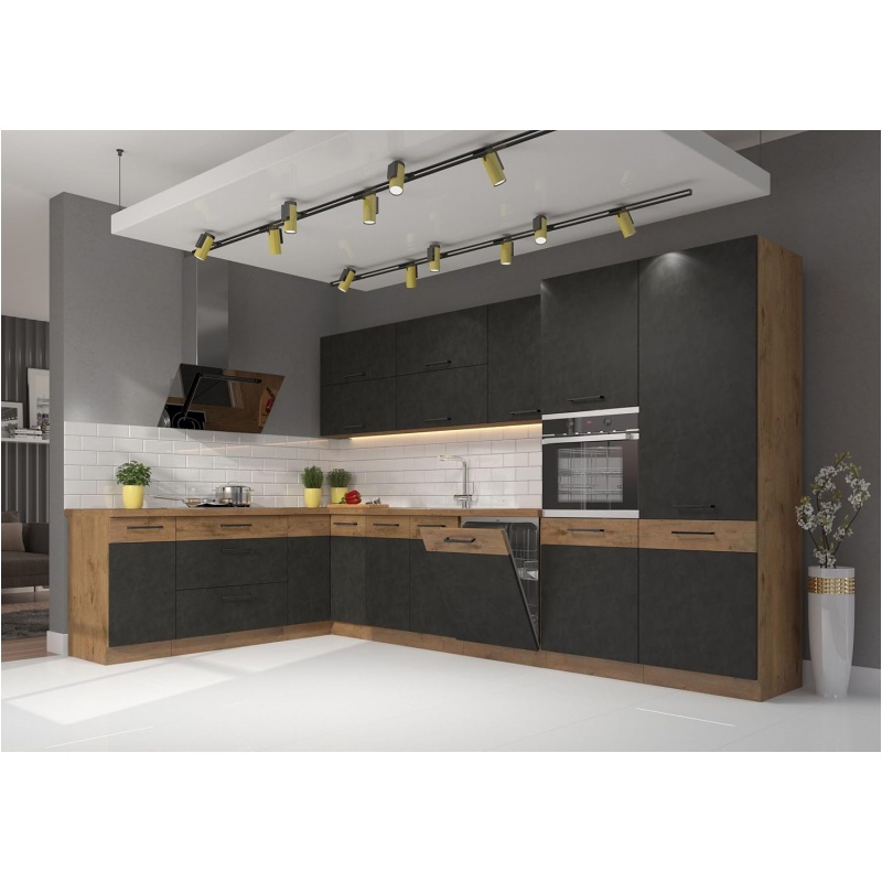 Vigo Matera Lancelot Corner Kitchen Unit 210 x 350 cm Grey