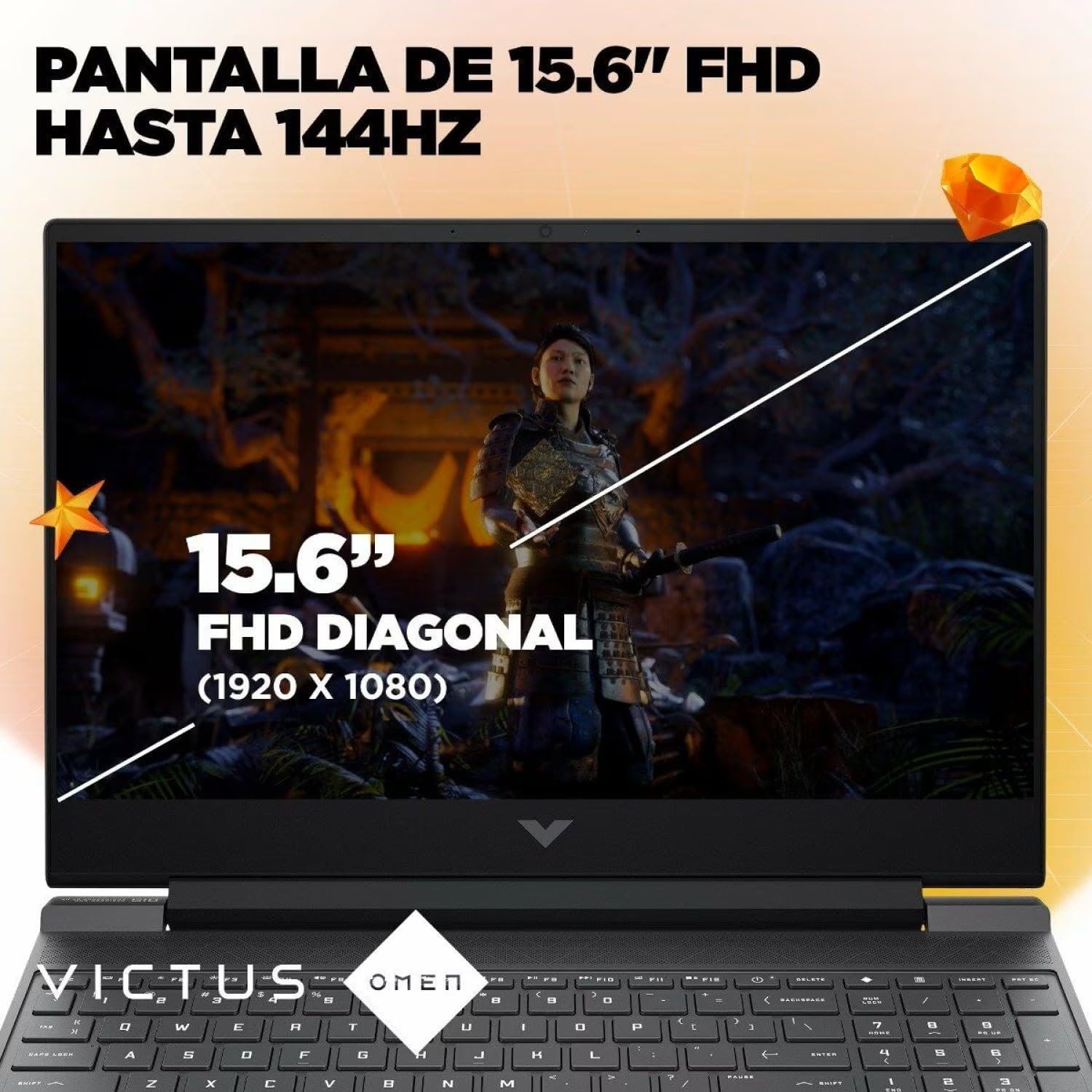 HP Victus 15-FB3038NS Gaming Laptop 15 Inch FHD AMD Ryzen AI 7 350, 16GB RAM, 1TB SSD, NVIDIA RTX 5060, FreeDos – Blue – Spanish QWERTY Keyboard