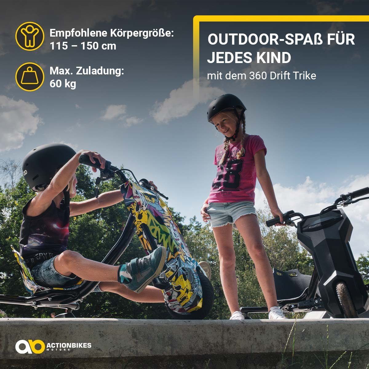 Actionbikes Motors three-wheel scooter drift scooter Drifter 360, 15.00 km/h, 250 watts - LED 360° wheels - suspension - 3 levels - drift trike