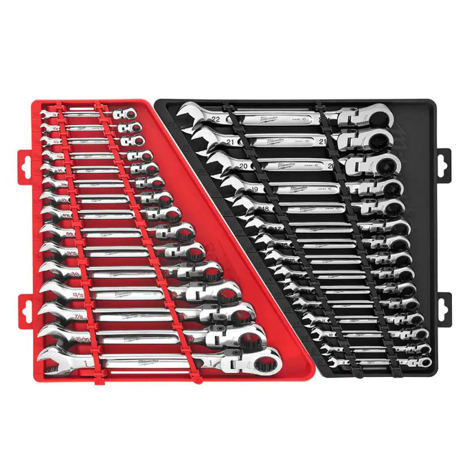 Milwaukee 144-Position Flex-Head Ratcheting Combination Wrench Set SAE and METRIC (30-Piece)