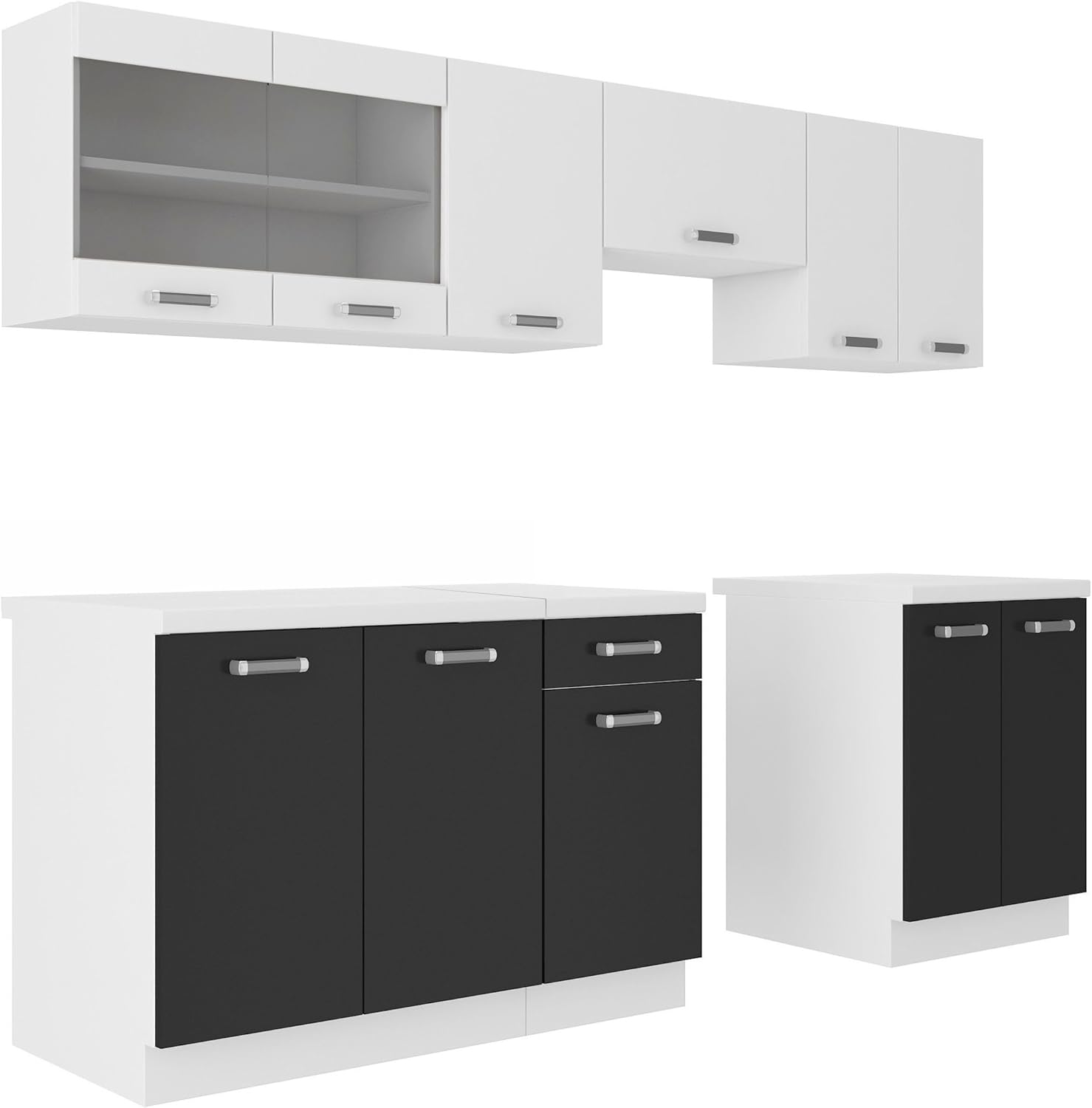 Omega Kitchen/Kitchenette/Kitchen Block 240 cm Adjustable Black/White