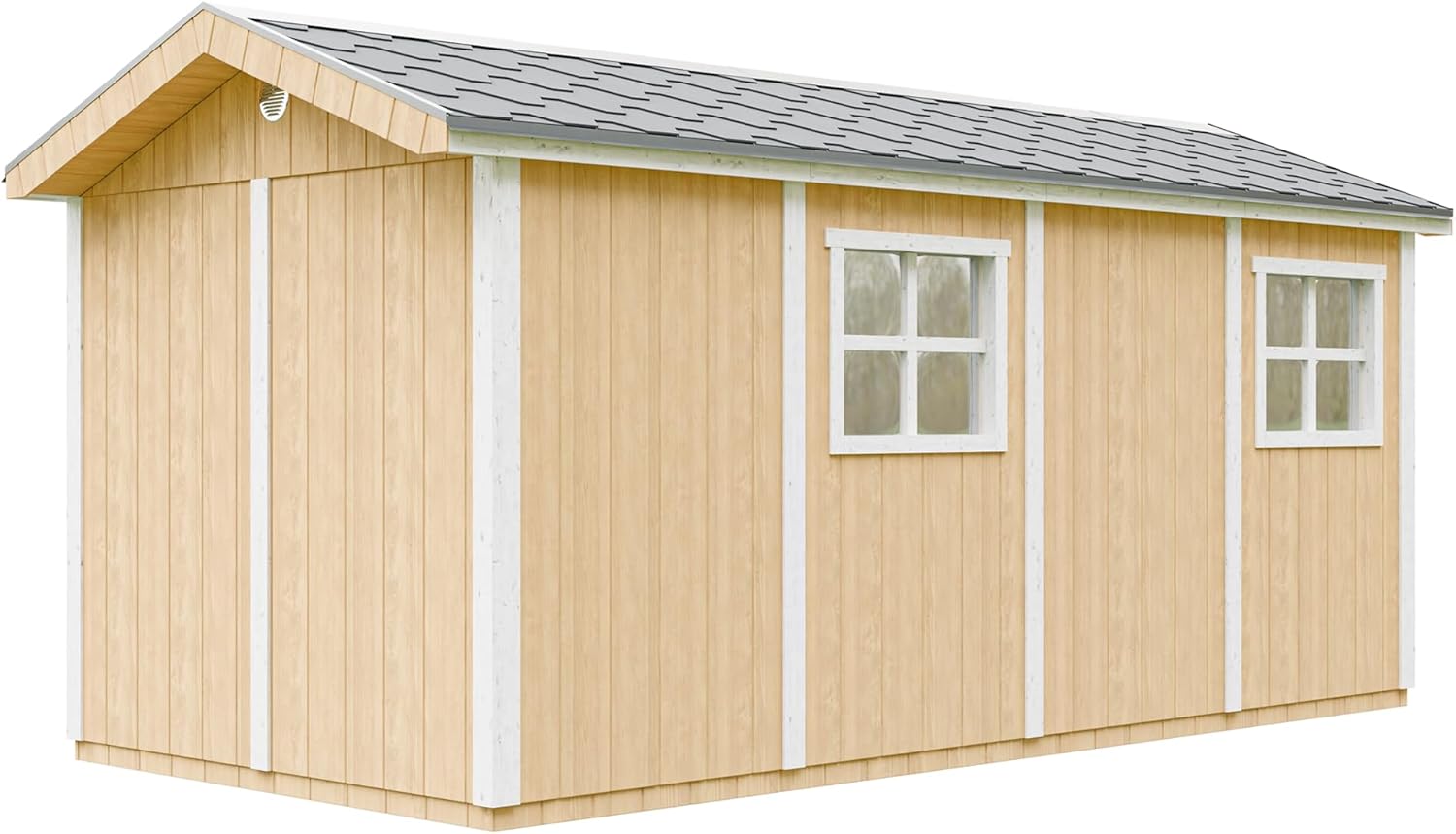 Timbela M915C-Harvest Honey Premium Quality Garden Shed 11.47 m² - Height 252 x 250 x 530 cm - Assembly of LP Smartside Panels - with Floor and Bitumen Tiles