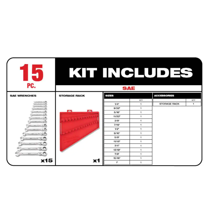 Milwaukee 144-Position Flex-Head Ratcheting Combination Wrench Set SAE and METRIC (30-Piece)
