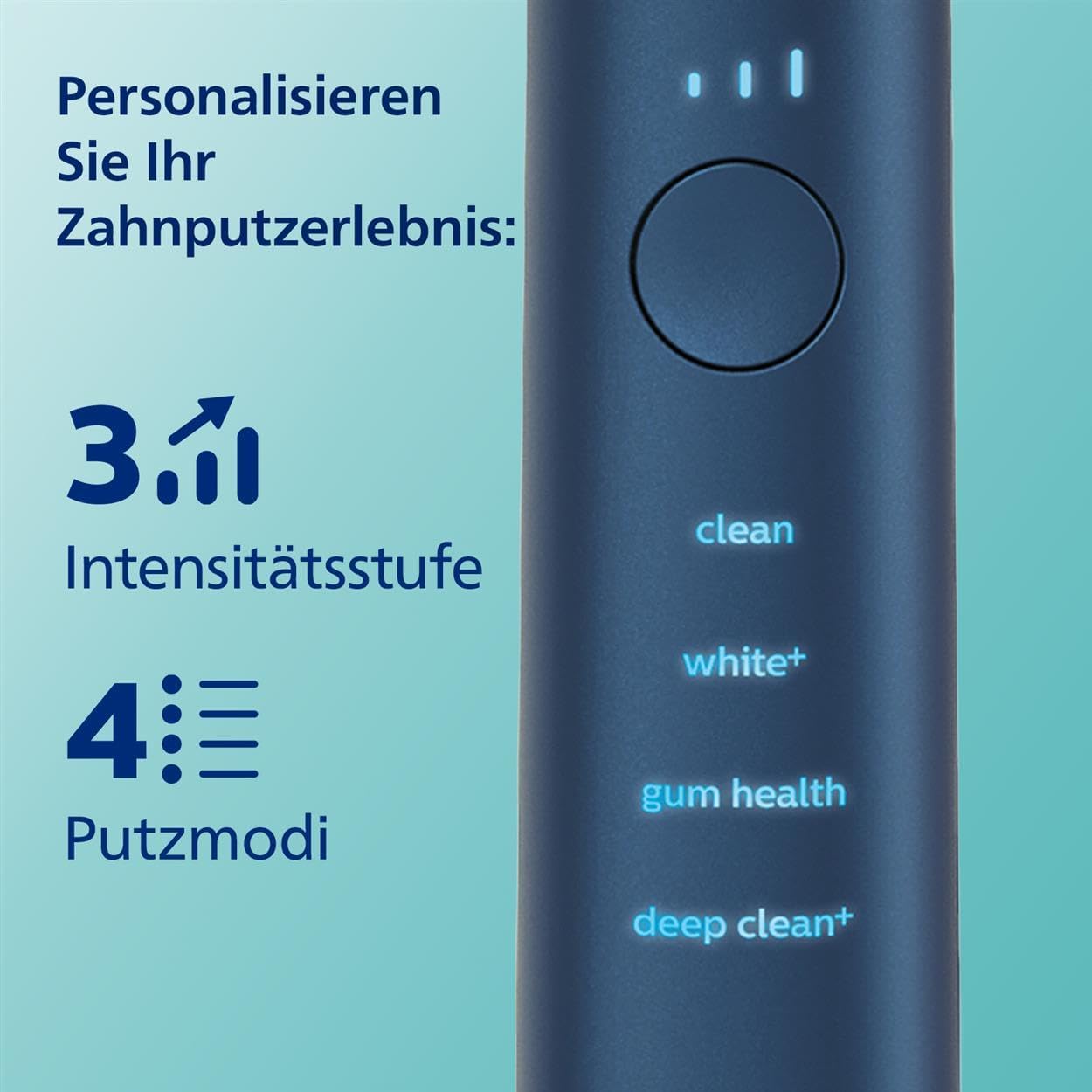 Philips Sonicare DiamondClean elektrische Zahnbürste der 9000er Serie – Schallzahnbürste, sauberere Zähne und Mundpflege mit 4x C3 Premium Plaque Defense-Bürstenköpfen, Aquamarine (Modell HX9911/89)