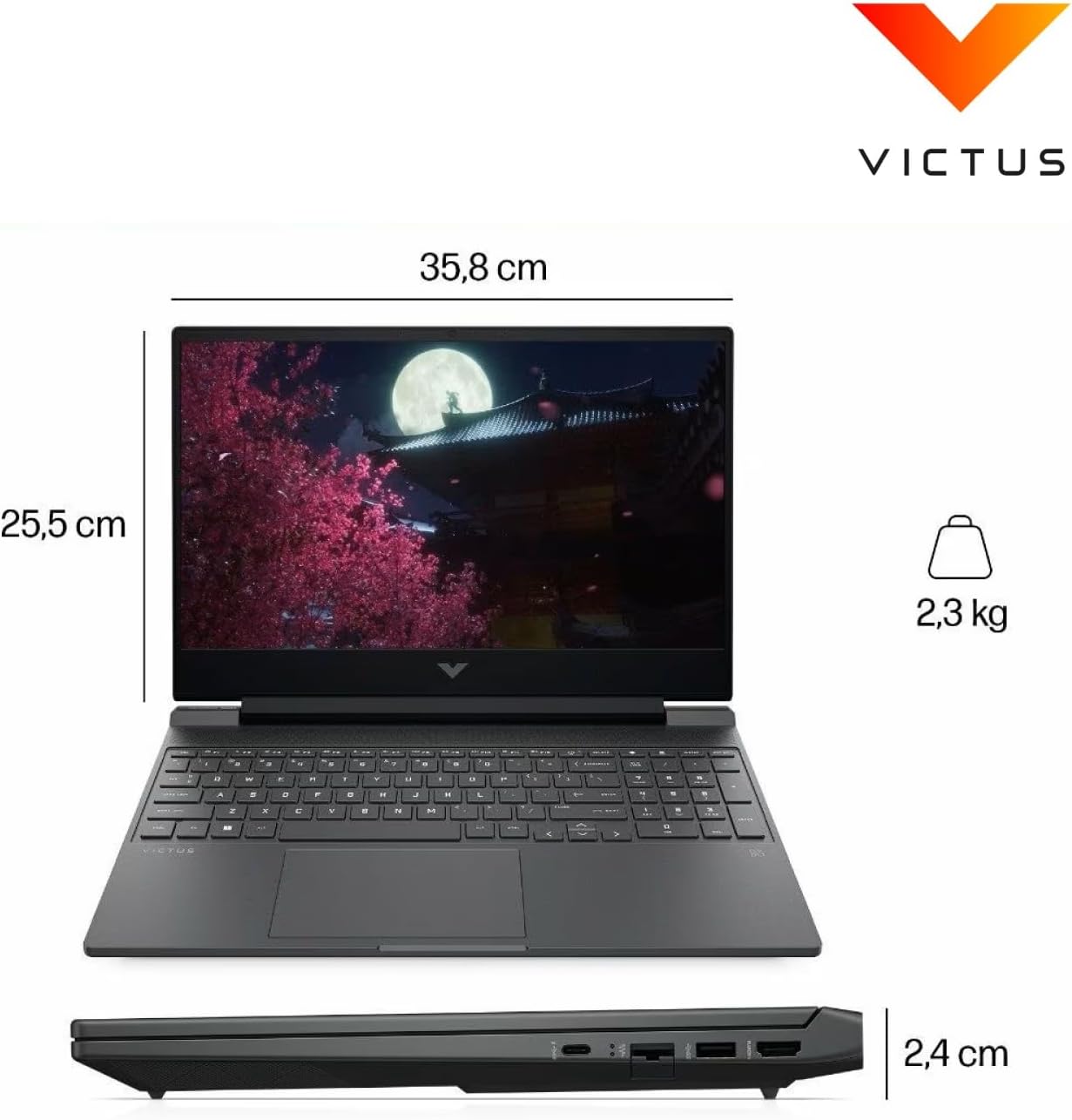 HP Victus 15-FB3038NS Gaming Laptop 15 Inch FHD AMD Ryzen AI 7 350, 16GB RAM, 1TB SSD, NVIDIA RTX 5060, FreeDos – Blue – Spanish QWERTY Keyboard