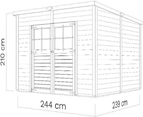 ALPHOLZ Alster Garden Shed Wooden 251 x 254 x 210 cm, Pent Roof, Includes Floor, Storage Shed, Garden, Bicycle Shed, 6 m², 19 mm Wall, Natural