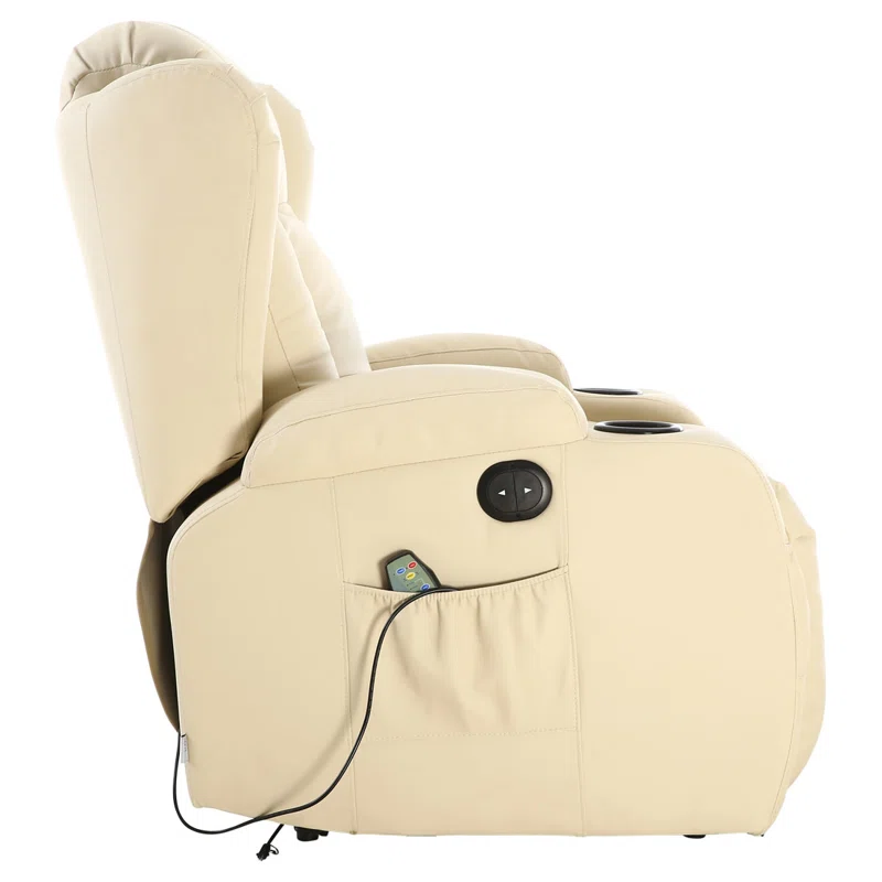 Bonded Leather Electric Recliner with Massager and Heating