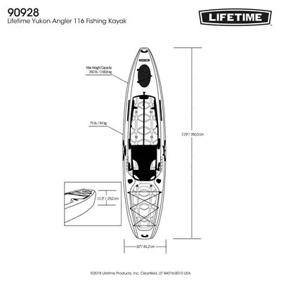 Lifetime Yukon Angler 116 Fishing Kayak (Paddle Included)