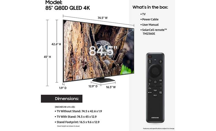 Samsung QN85Q80D Q80D 4K Smart QLED UHD TV with HDR (85)