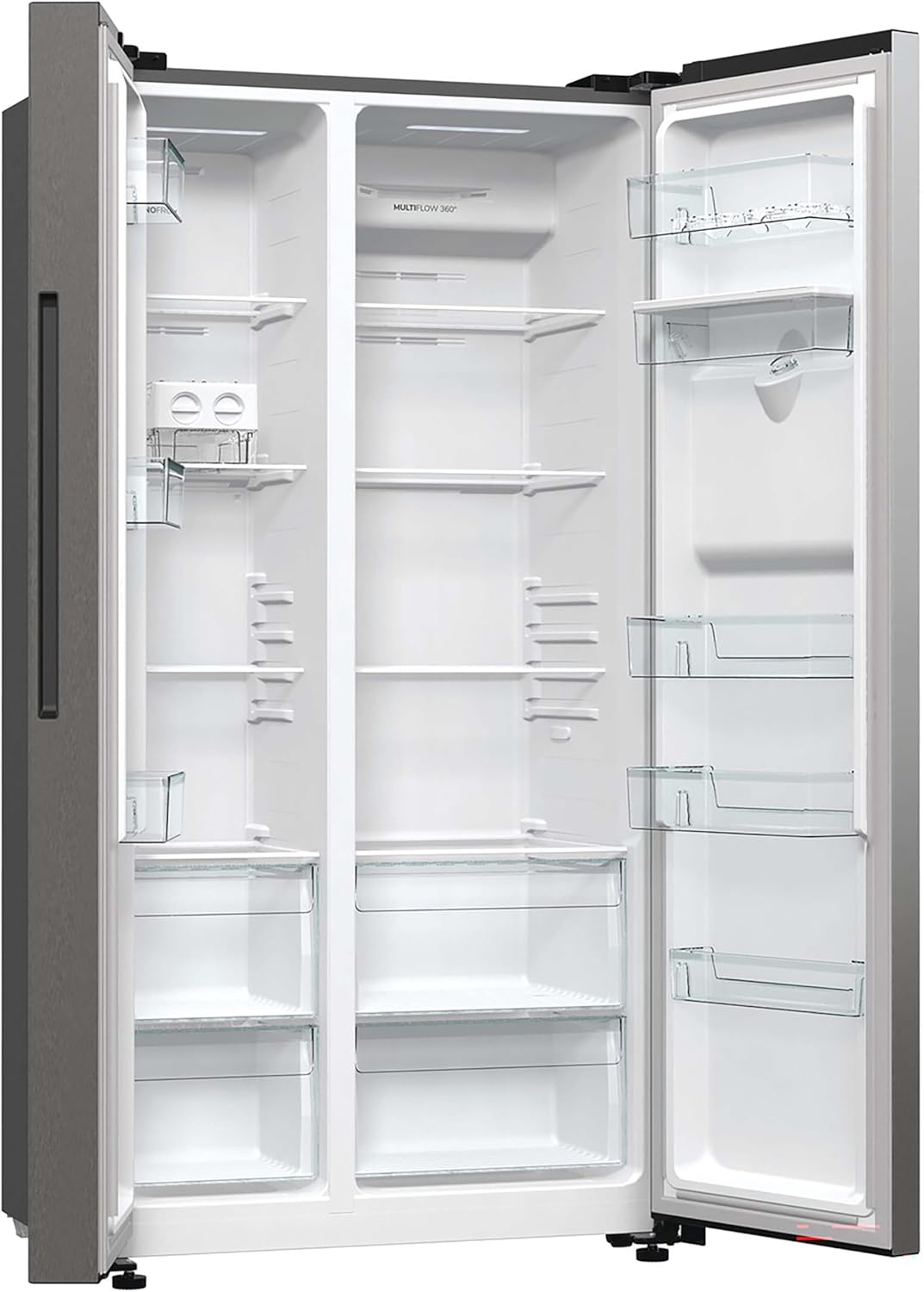 Gorenje NRR 9185 EAXLWD Side by Side Fridge-Freezer, Made in Europe, EEK E, NoFrostPlus, Inverter Compressor, Crisp Zone, ConvertActive Zone, FastFreeze, 70 Inch, Stainless Steel [Energy Class E]