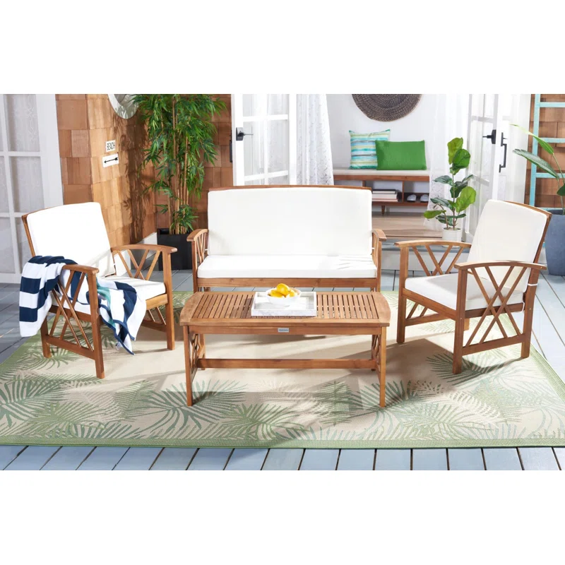 Aana Wicker 4 - Person Garden Lounge Set with Cushions