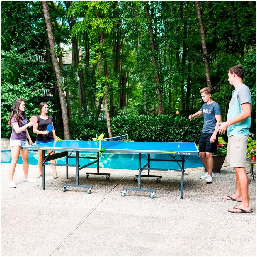 JOOLA Outdoor Table Tennis Table - Professional Table Tennis Table 6 mm Aluminium Composite Surface - Weatherproof Foldable - Includes Net