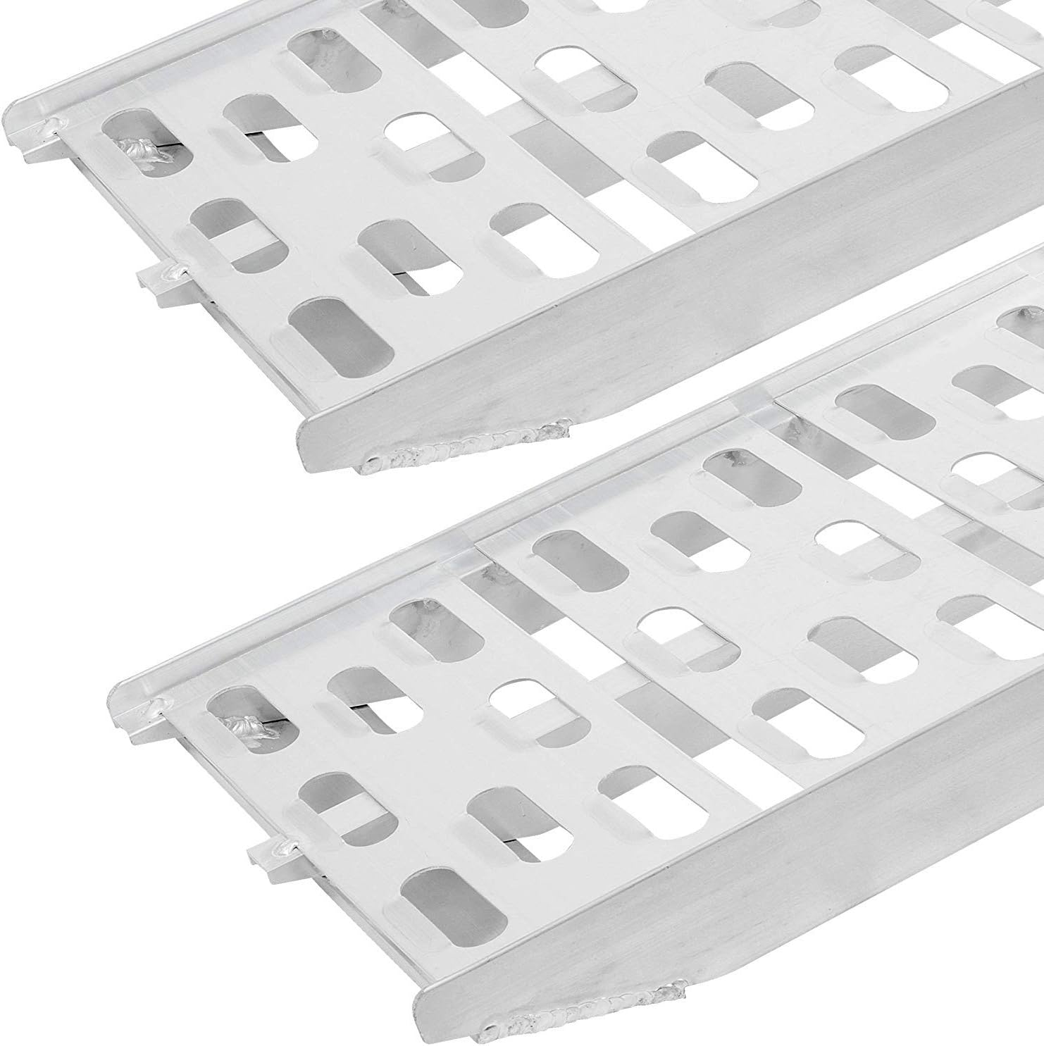 7.5' Folding Truck Ramps Aluminum 2 PC 1500 lbs Capacity Trailer Loading Ramps Trucks w/Straps for ATV UTV Motorcycle Snow Blower Lawn Mower Pickup