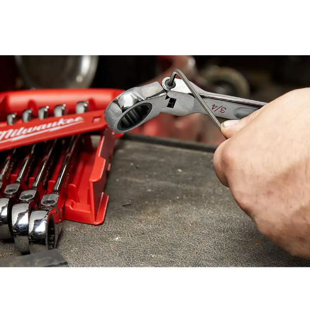 Milwaukee 144-Position Flex-Head Ratcheting Combination Wrench Set SAE and METRIC (30-Piece)