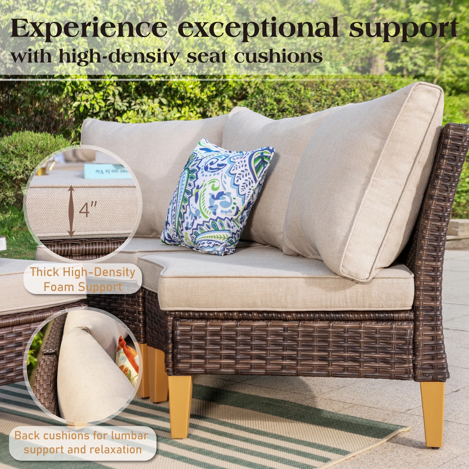 Wicker 9 - Person Garden Lounge Set with Cushions